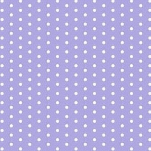 White on lilac eighth inch polka dot