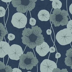 Nasturtium on Navy - Extra Large Scale
