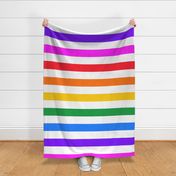 Two inch rainbow stripes on white wallpaper - horizontal 