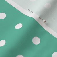 Regular white polka dot print on aqua