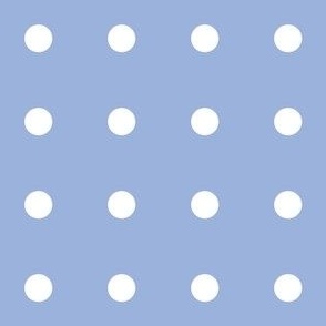 Regular white polka dot print on sky blue