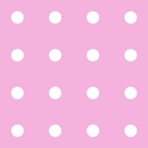 Regular white polka dot print on pink