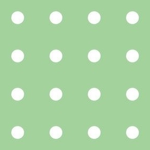 Regular white polka dot print on green