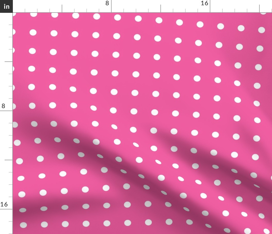 Regular white polka dot print on deep pink