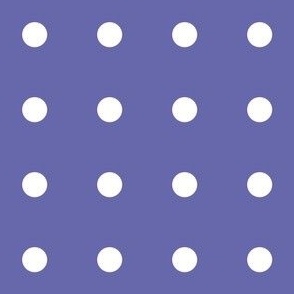 Regular white polka dot print on Very Peri purple