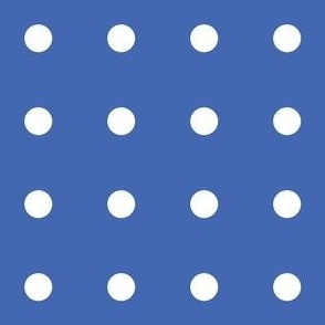 Regular white polka dot print on royal blue