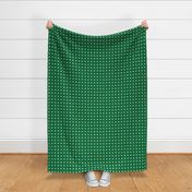 White grid polka dot on deep green