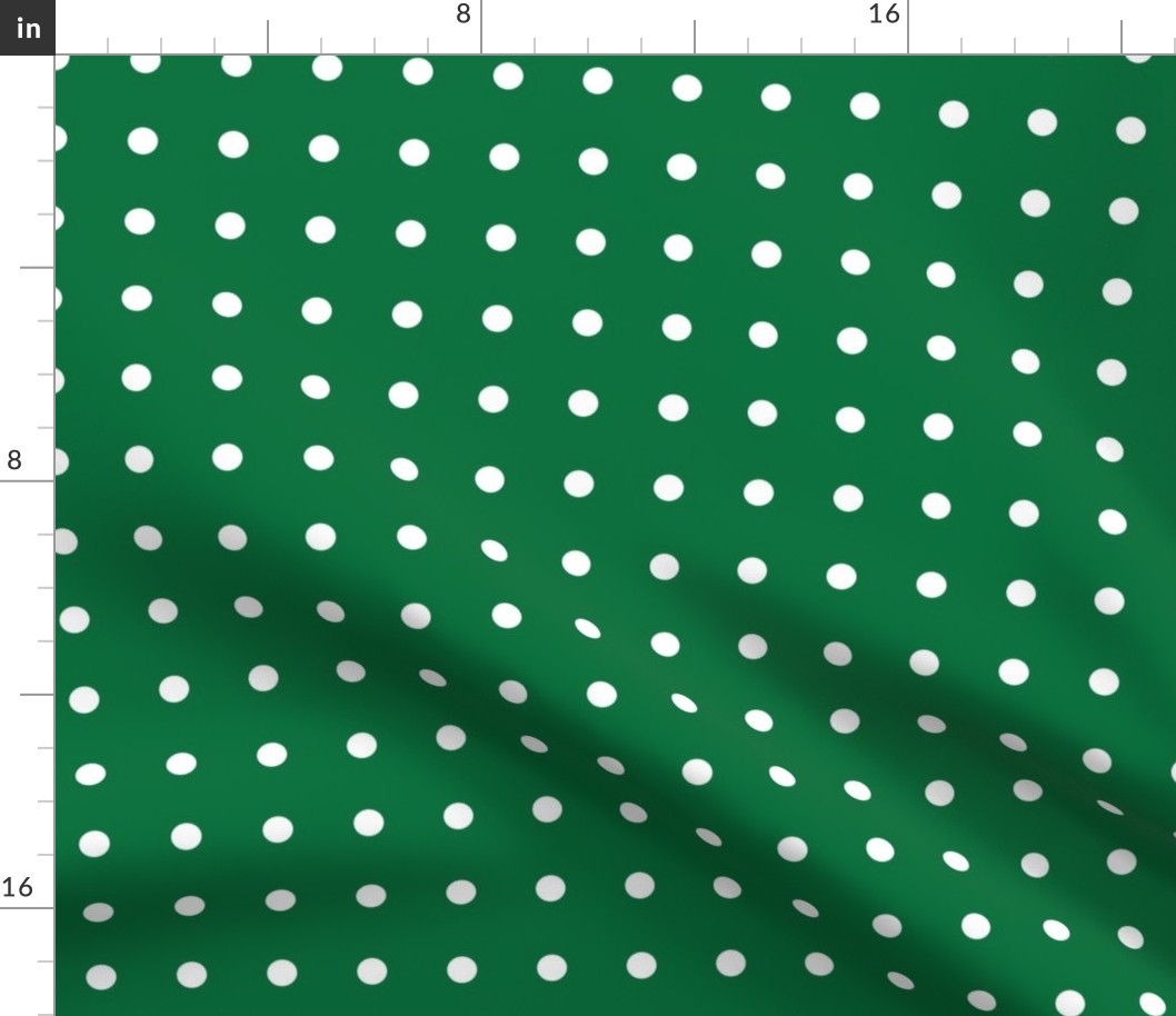 White grid polka dot on deep green