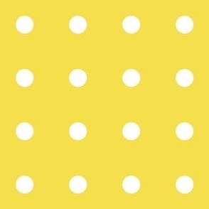Regular white polka dot print on Illuminating Yellow