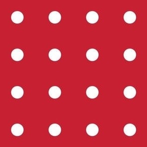 Regular white polka dot print on red