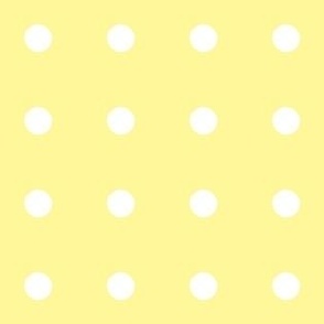 Regular white polka dot print on yellow 