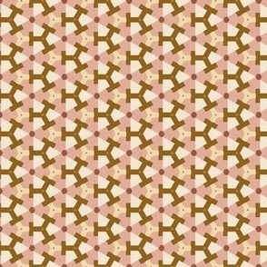 Interconnected - Spice Colorway 2 - hexagon geometric - nutmeg, pink & cream