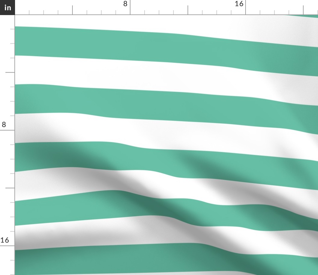 2 inch aqua and white stripes - horizontal