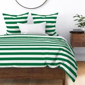 2 inch deep green and white stripes - horizontal