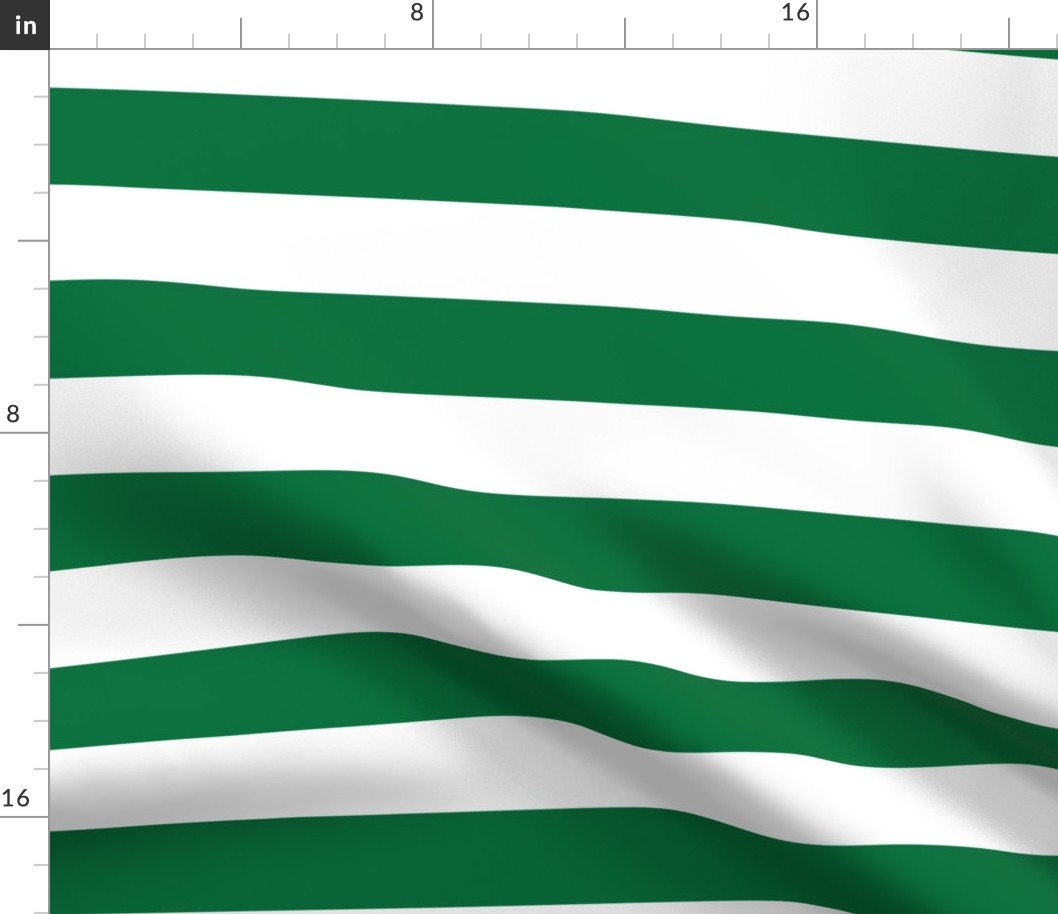 2 inch deep green and white stripes - horizontal
