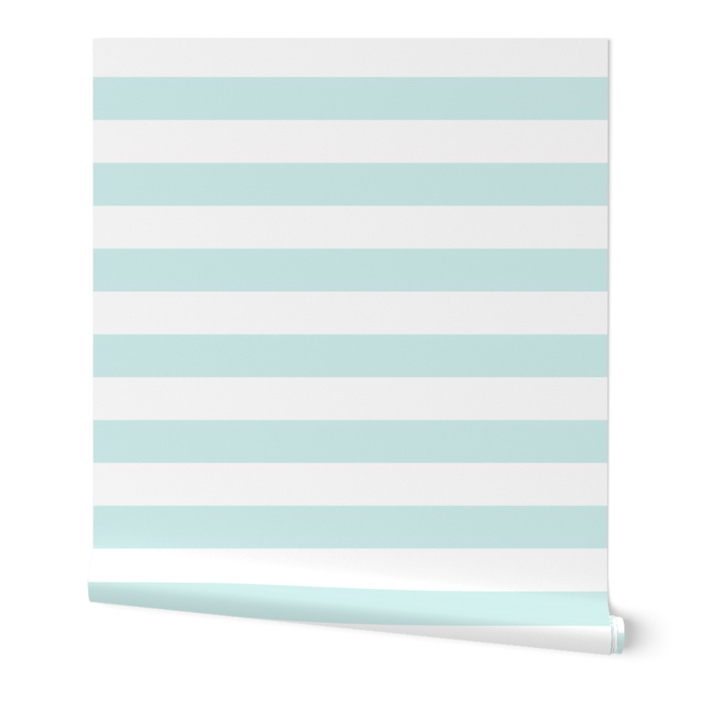 2 inch mint and white stripes - horizontal