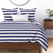 2 inch navy blue and white stripes - horizontal