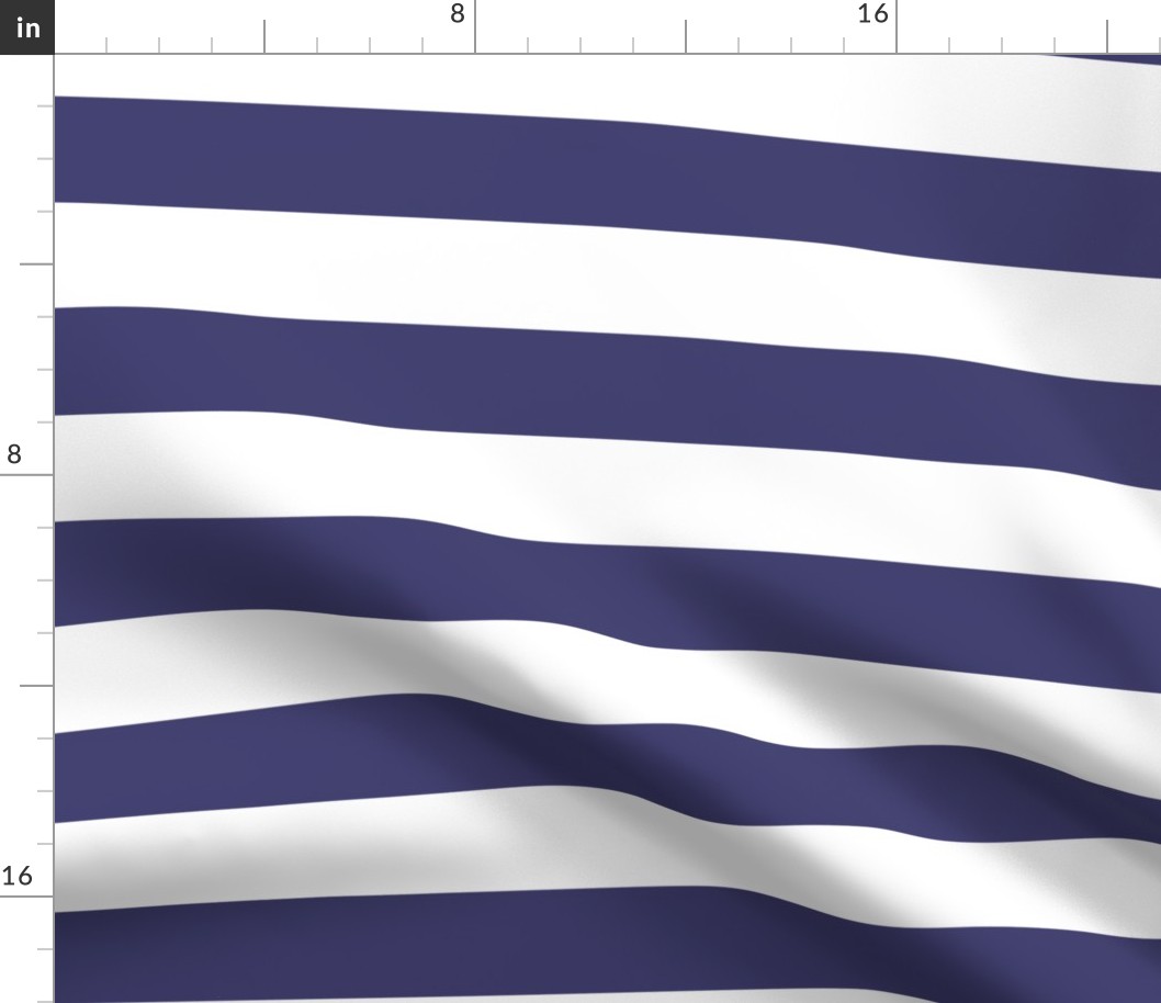 2 inch navy blue and white stripes - horizontal