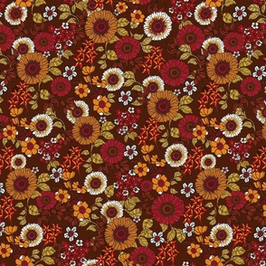 Burgundy 70s warm color florals