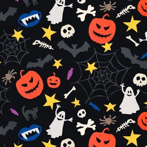 Halloween paper cut seamless pattern