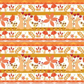 cozy autumn pattern with rabit white background