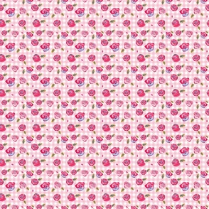 Smell the roses on gingham pink small