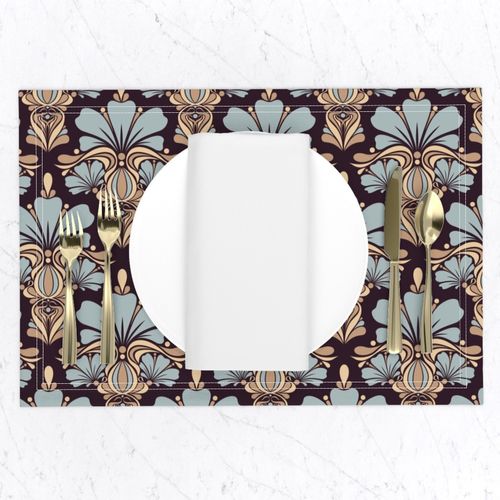 Fleur de Lille Art Deco beige blue