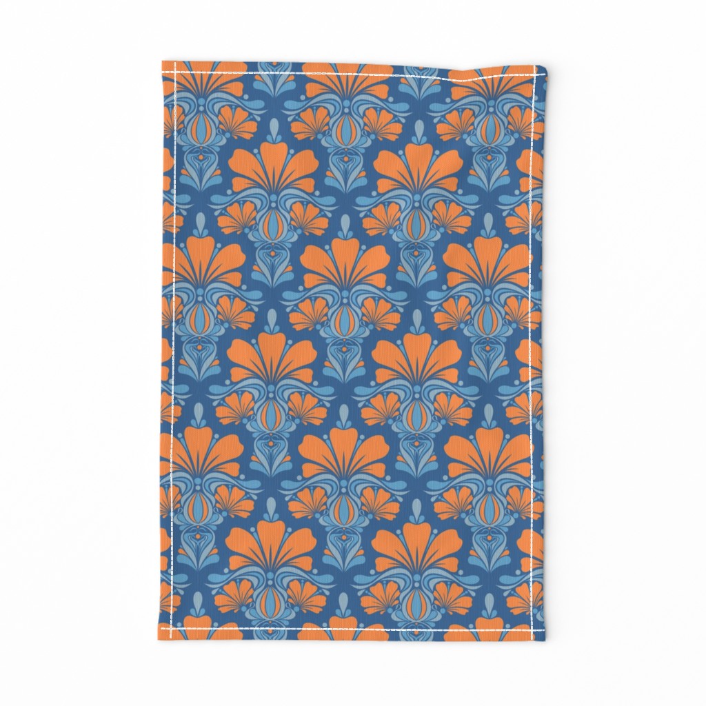 Fleur de Lille Art Deco Blue orange