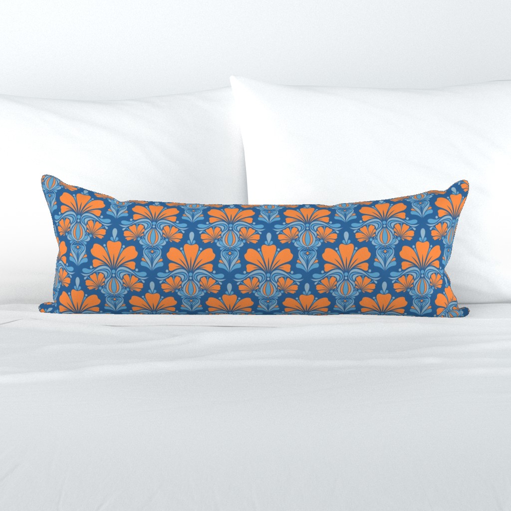 Fleur de Lille Art Deco Blue orange