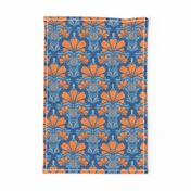 Fleur de Lille Art Deco Blue orange