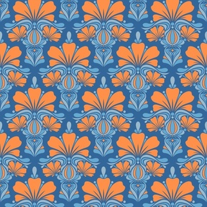 Fleur de Lille Art Deco Blue orange