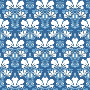Fleur de Lille Art Deco Blue White