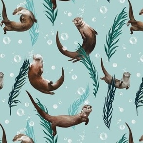 Swimming Otters