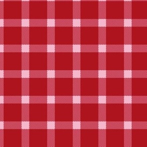Basic trendy gingham design traditional winter plaid in seasonal christmas red and valentine pink