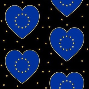 EU flag hearts and stars on black