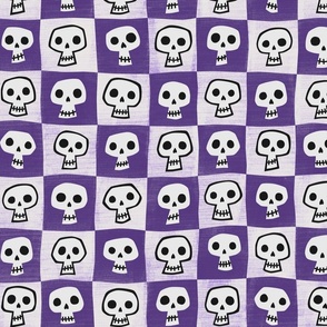 checkered skulls - purple