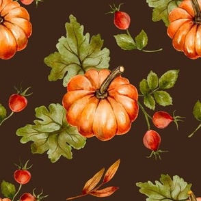 Pumpkin watercolor fall holiday pattern