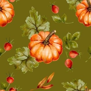 Pumpkin watercolor fall holiday pattern