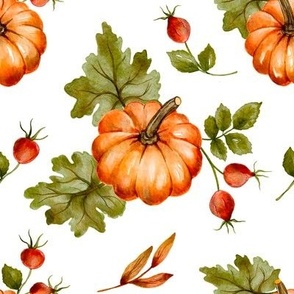 Pumpkin watercolor fall holiday pattern