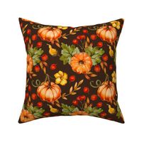 Pumpkin watercolor fall holiday pattern