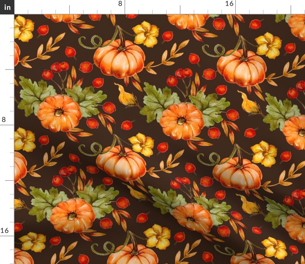 Pumpkin watercolor fall holiday pattern