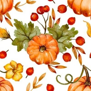 Pumpkin watercolor fall holiday pattern