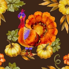 Turkey watercolor thanksgiving fall holiday pattern