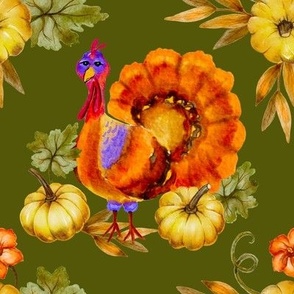 Turkey watercolor thanksgiving fall holiday pattern