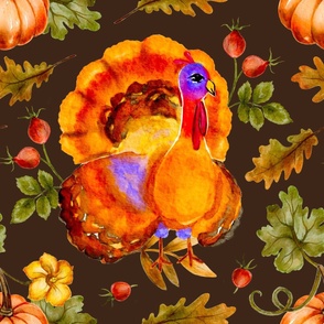 Turkey watercolor thanksgiving fall holiday pattern