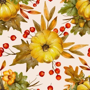 Pumpkin watercolor cute fall holiday pattern