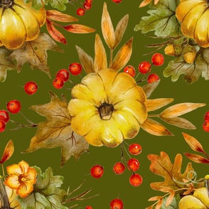 Pumpkin watercolor cute fall holiday pattern