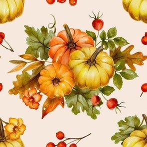 Pumpkin watercolor cute fall holiday pattern