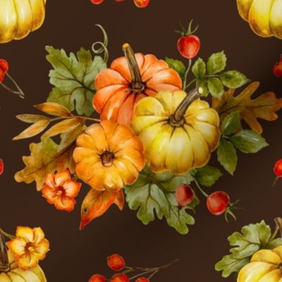 Pumpkin watercolor cute fall holiday pattern