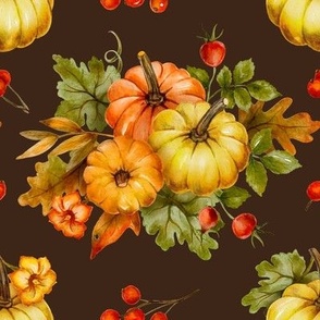 Pumpkin watercolor cute fall holiday pattern
